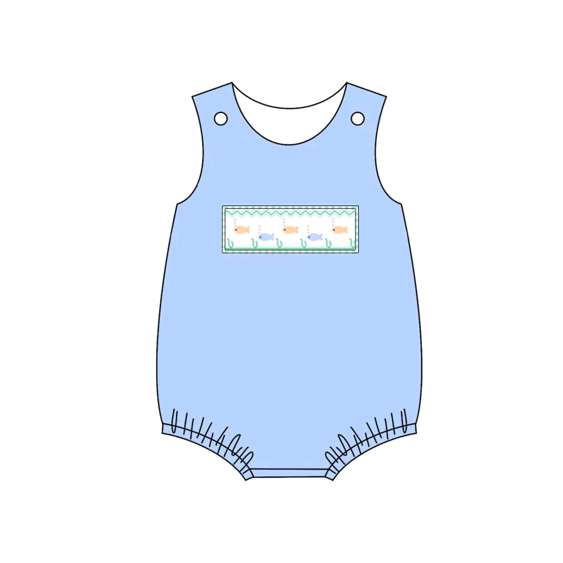 Pre-order blue fishes print sleeveless baby romperSR2749