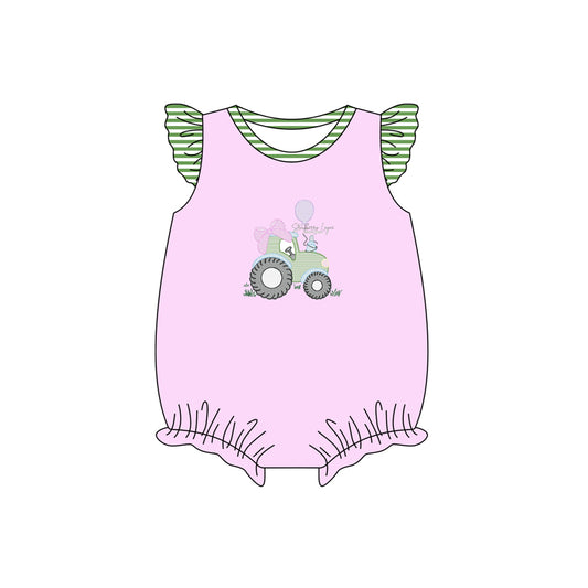 Pre-order purple tractor sleeve baby romperSR2758