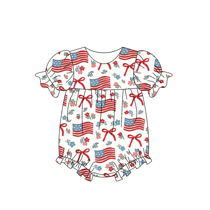 Pre-order 4th of July flowers baby romperSR2802