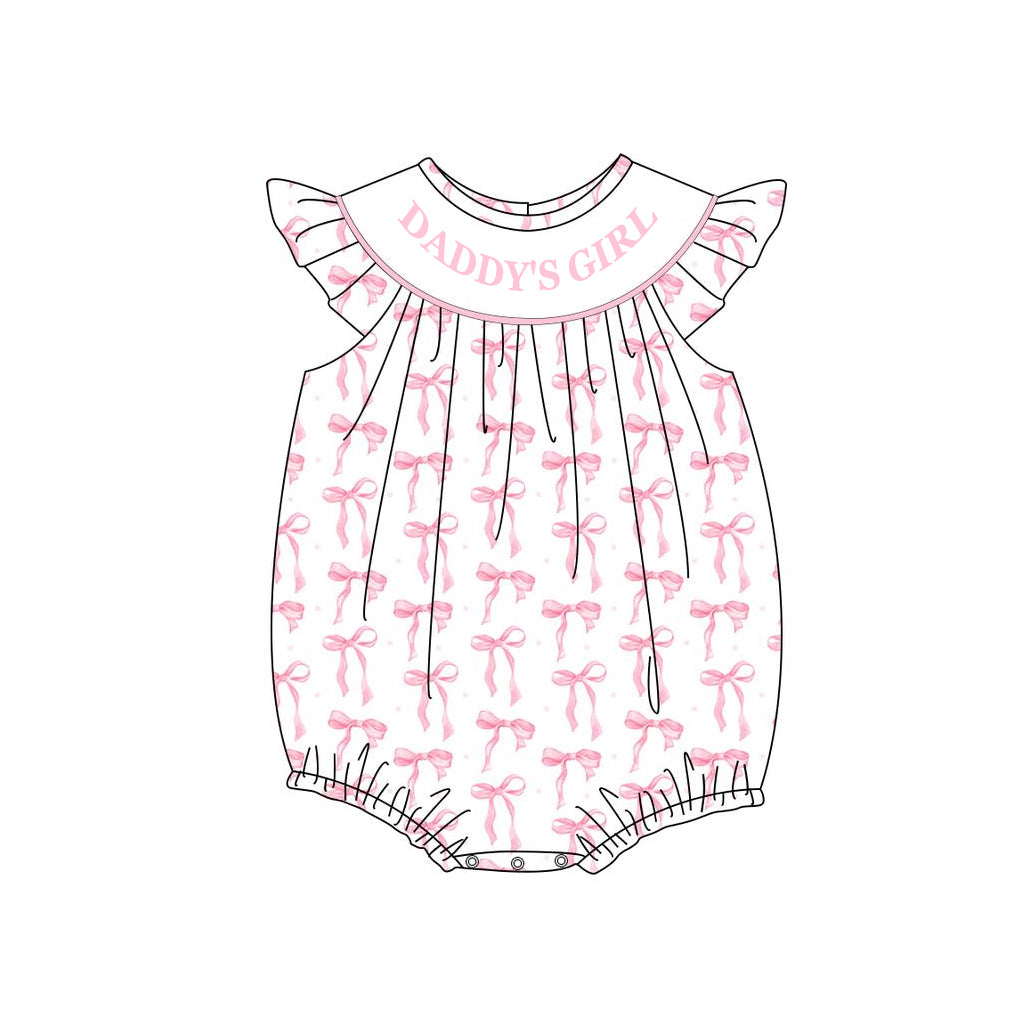 Pre-order daddy's girl pink bows baby romper SR2806