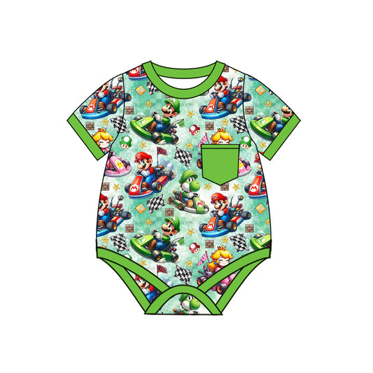 Pre-order green cartoon print baby romper SR2814