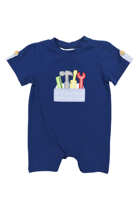 Pre-order navy blue cartoon print baby romper SR2815