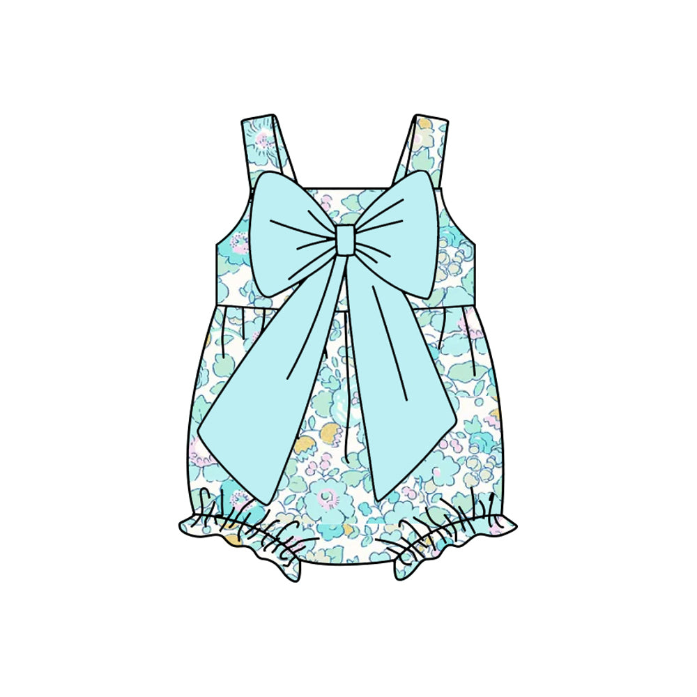 Pre-order flowers print baby bow romper SR2829