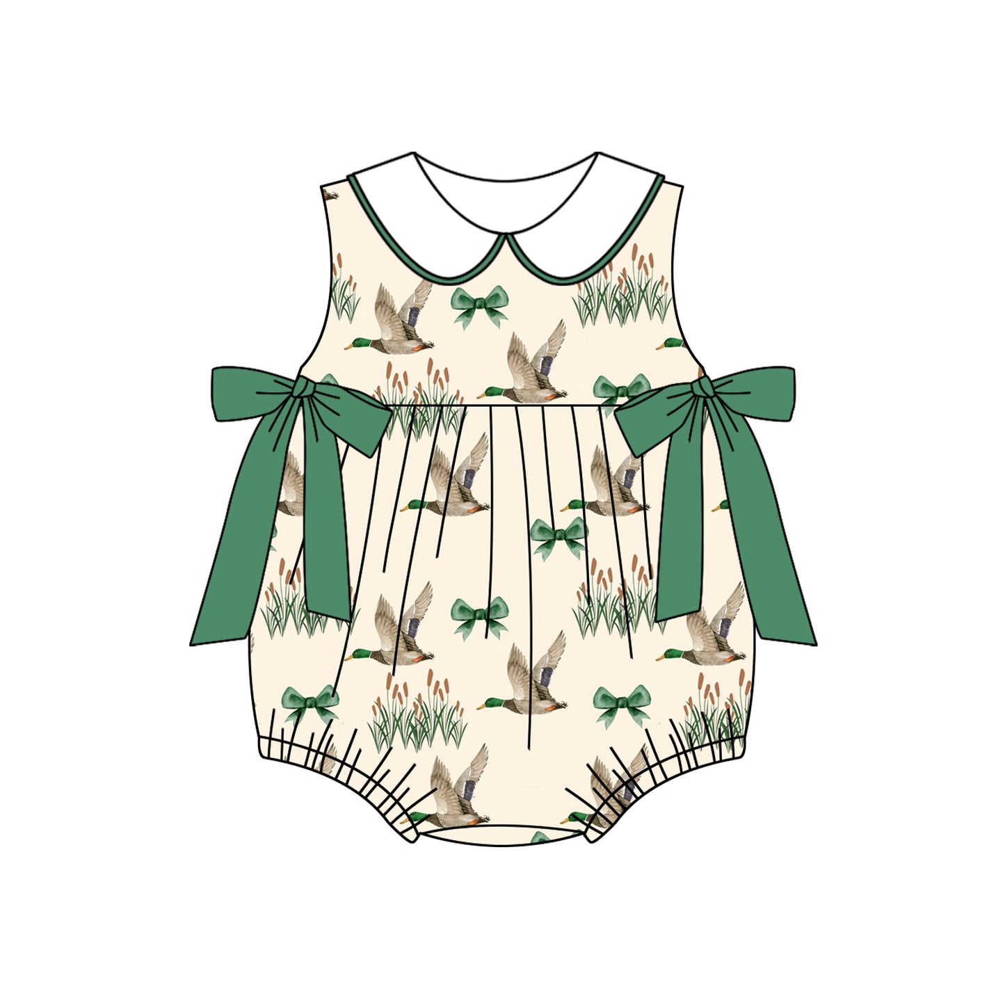 Pre-order Green duck print sleeveless romper SR2861