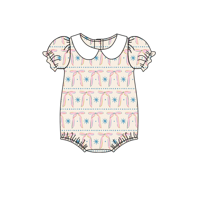 Pre-order pink bow stars romper SR2879