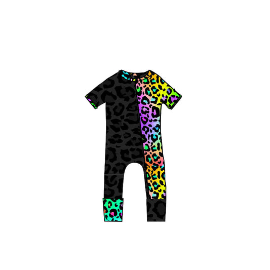 Pre-order colorful leopard short sleeve romper SR2907