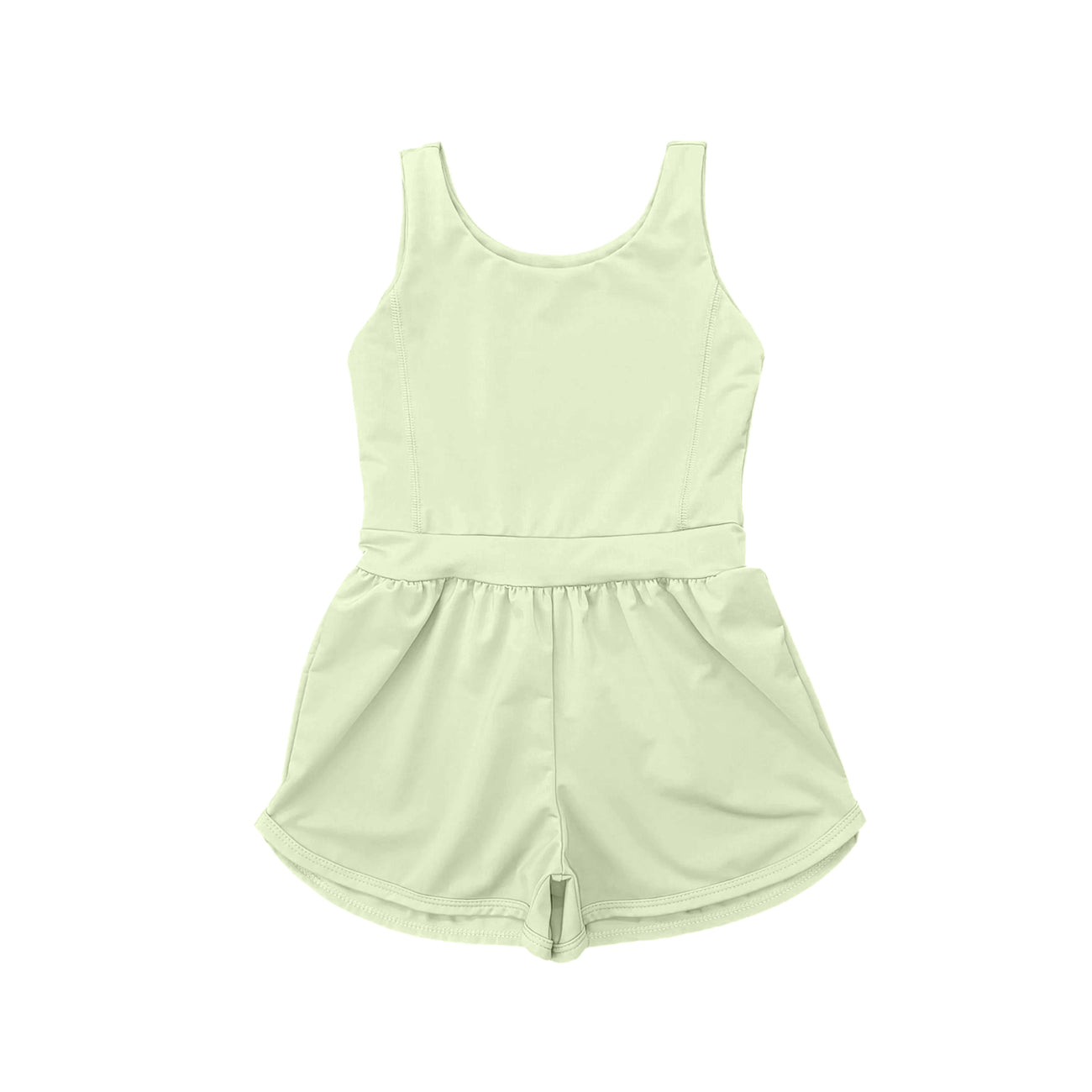 Pre-order green solid yoga sleeveless romper SR3021