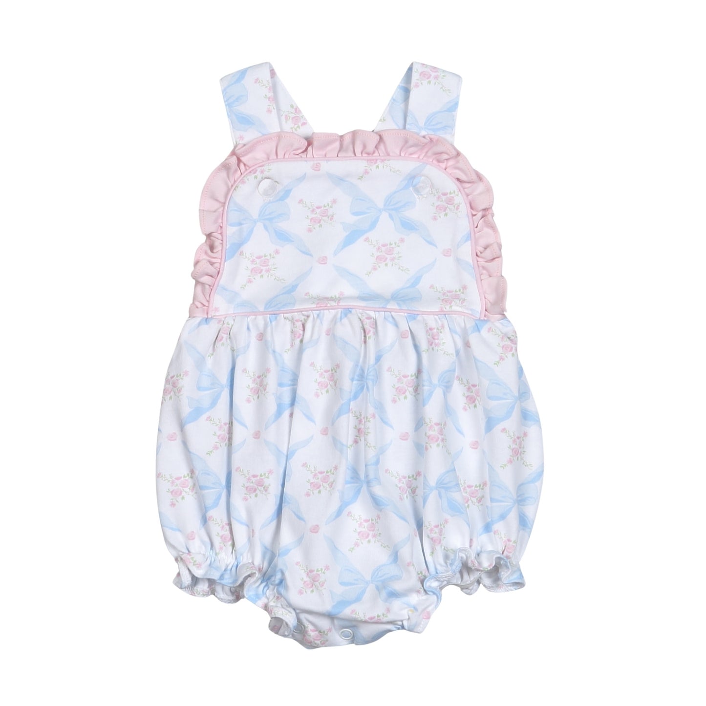 Pre-order Blue bows flowers sleeveless romper SR3031