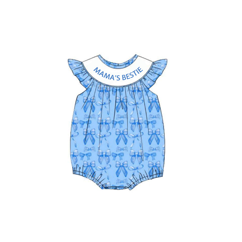 Pre-order blue bow mama's bestie romper SR30389
