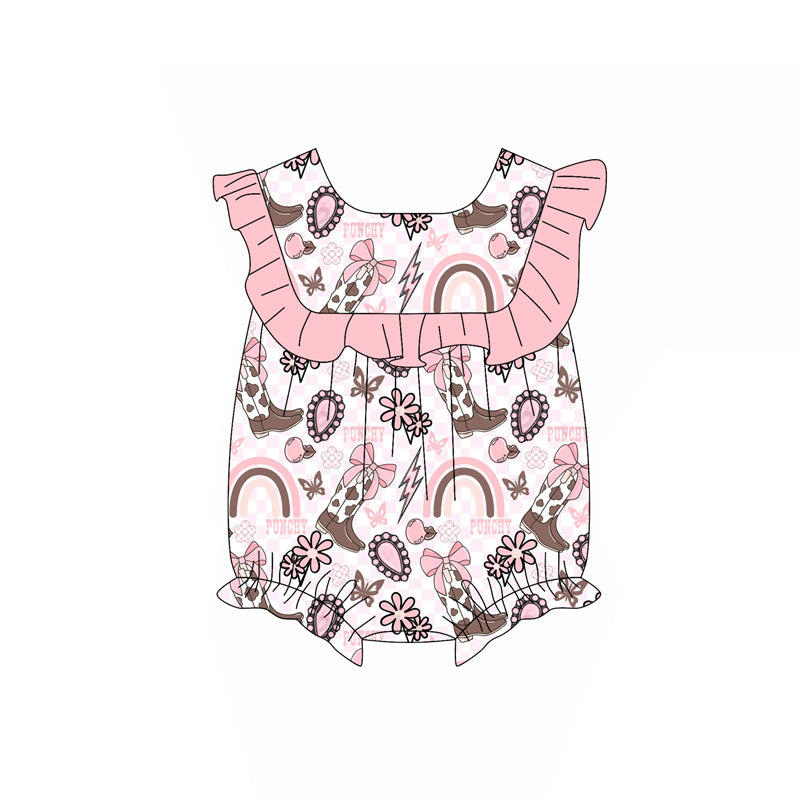 Pre-order western boots bows romper SR3040