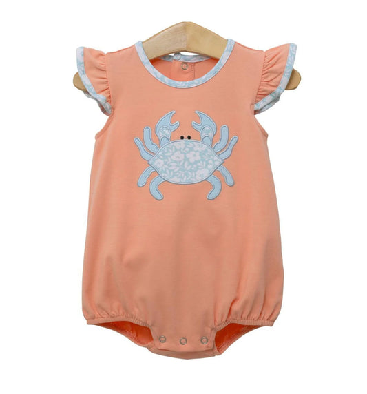 Pre-order orange crab embroidery flying sleeve romper SR3057