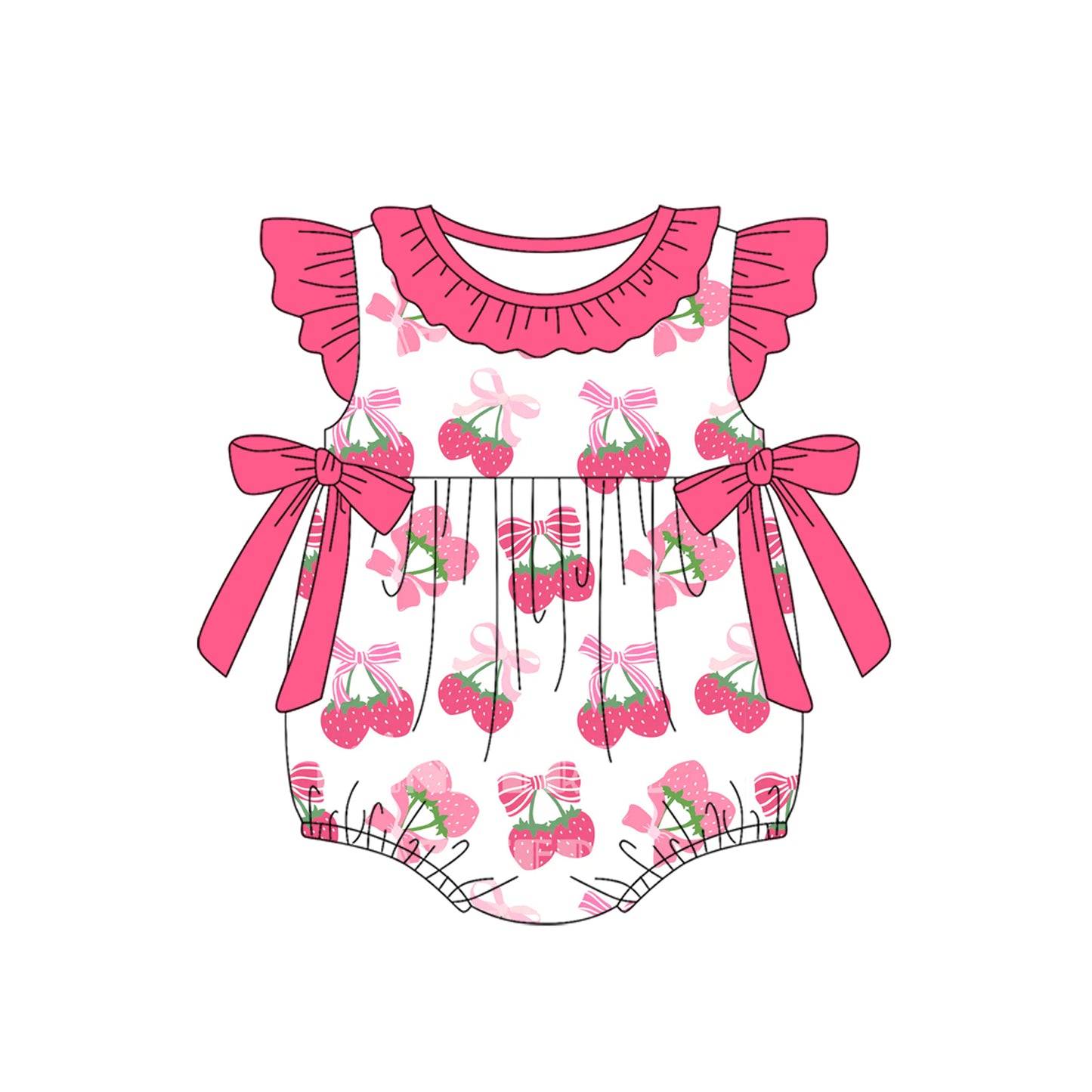 Pre-order pink strawberry flying sleeve romper SR3059