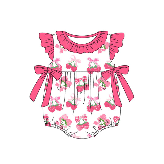 Pre-order pink strawberry flying sleeve romper SR3059