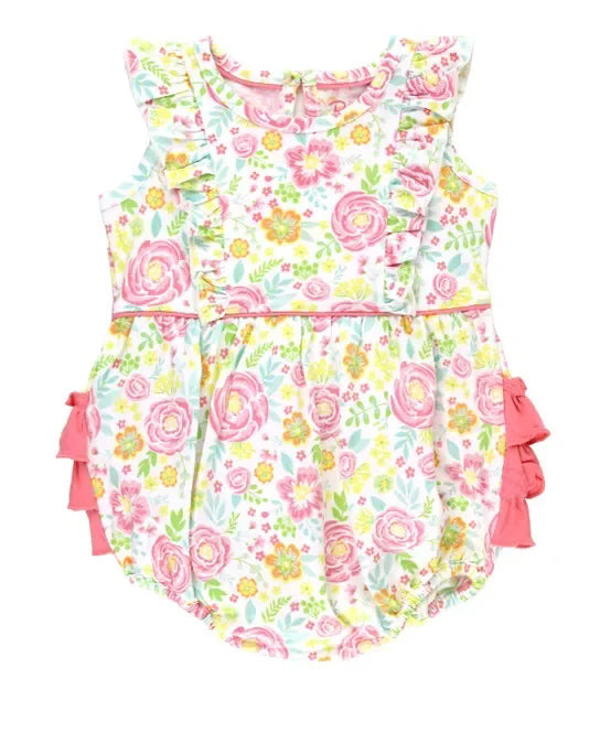 Pre-order pink flowers flying sleeve romper SR3060