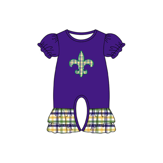 Pre-order Mardi Gras Purple Short sleeve baby Romper SR3240
