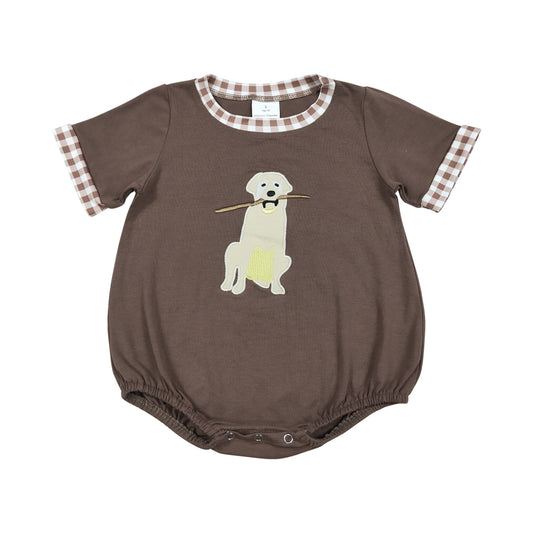 Brown embroidered dog Baby Romper SR3470