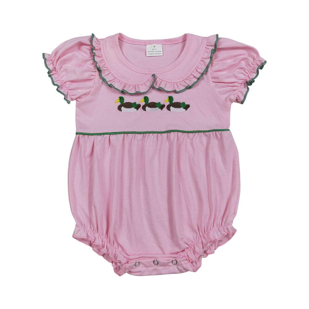 Summer Pink Duck Embroidery Baby Romper SR3532