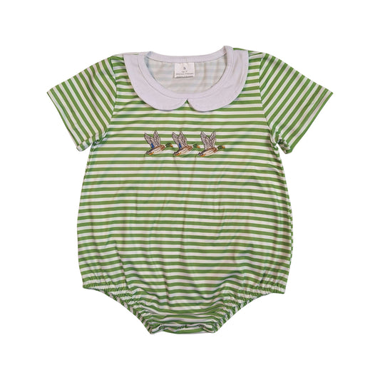 Summer Stripe Embroidered Duck Baby Romper SR4083