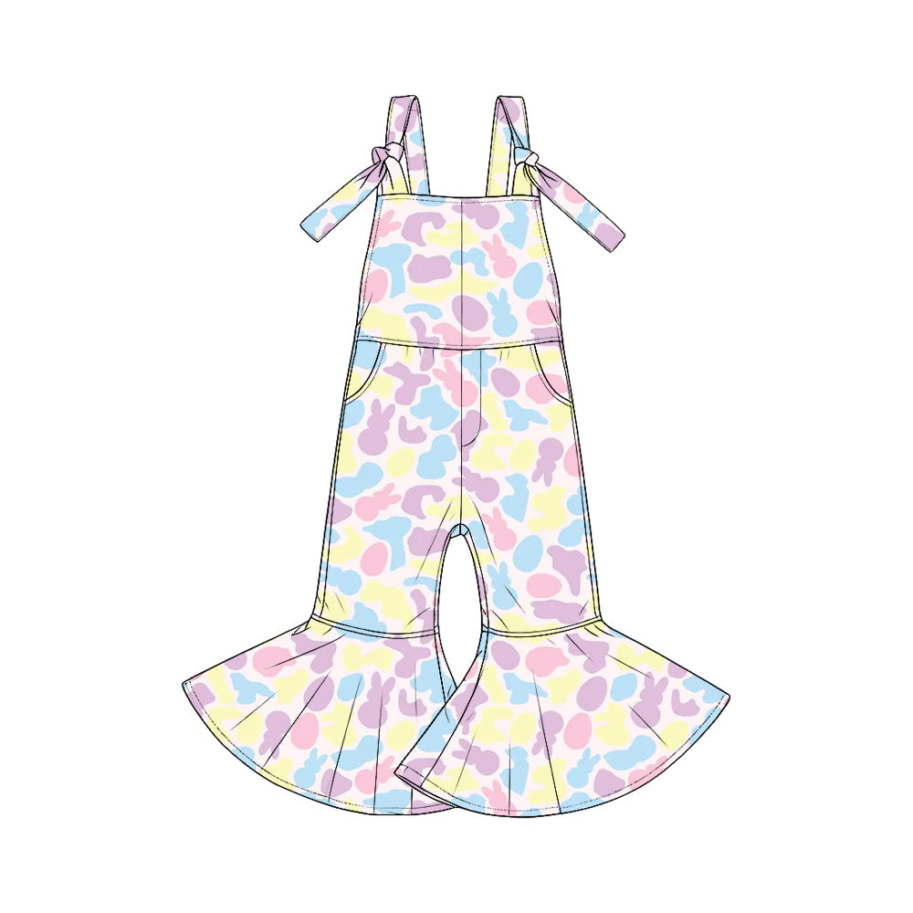 Preorder MOQ 5 pcs SR4299 Easter Bunny Eggs Girl's Jumpsuit