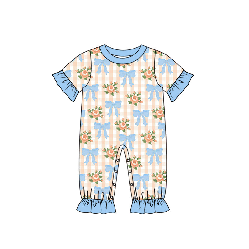Preorder MOQ 5 pcs Each Style Flower Bows Plaid Kids Matching Clothes