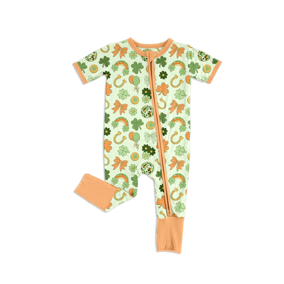 Preorder MOQ 5 pcs Each Style Saint Patrick Leaves Rainbows Orange Ruffles Kids Matching Clothes