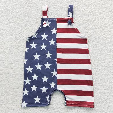 SS0069 4th of July Star baby Romper (us warehouse)