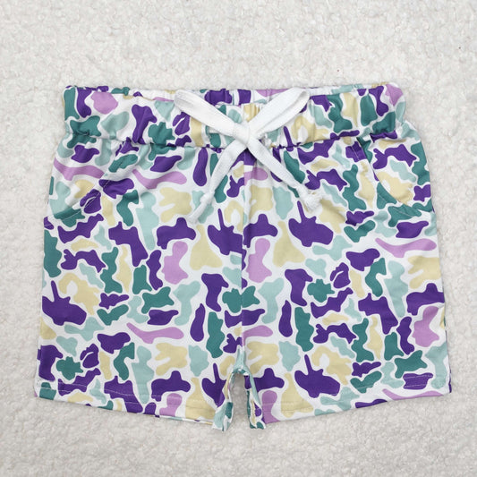 mardi gras purple green Print short swim