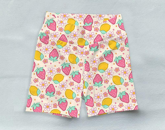 pre -order lemon strawberry print girl swim Shorts SS0533