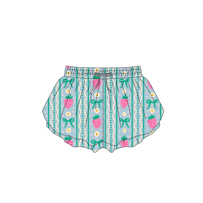 pre -order Strawberry bows print girl summer Shorts SS0580