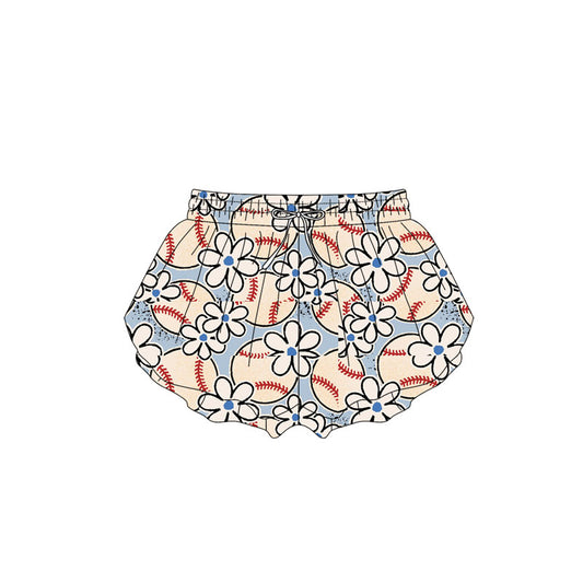 pre -order Baseball flowers print girl summer Shorts SS0581