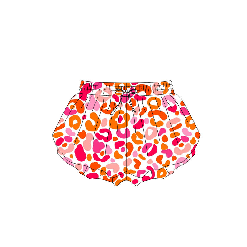 pre -order red orange leopard print girl summer Shorts SS05890