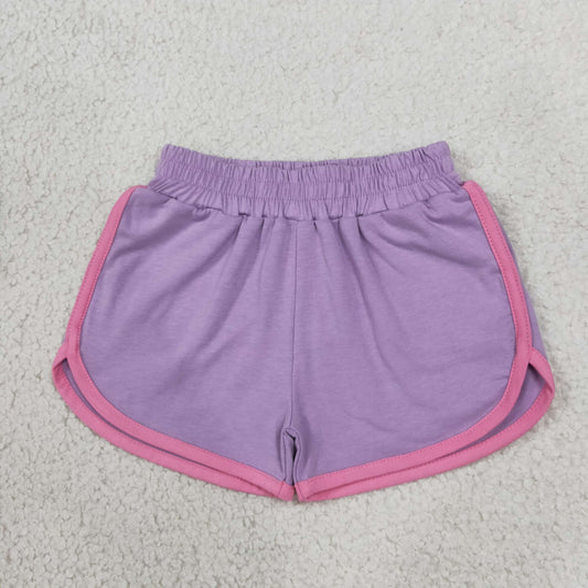 SS0991 Solid Color Pink Purple Girl's Shorts