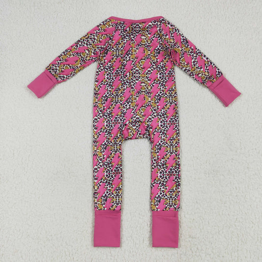 Pink leopard lighting print Baby RomperLR2250