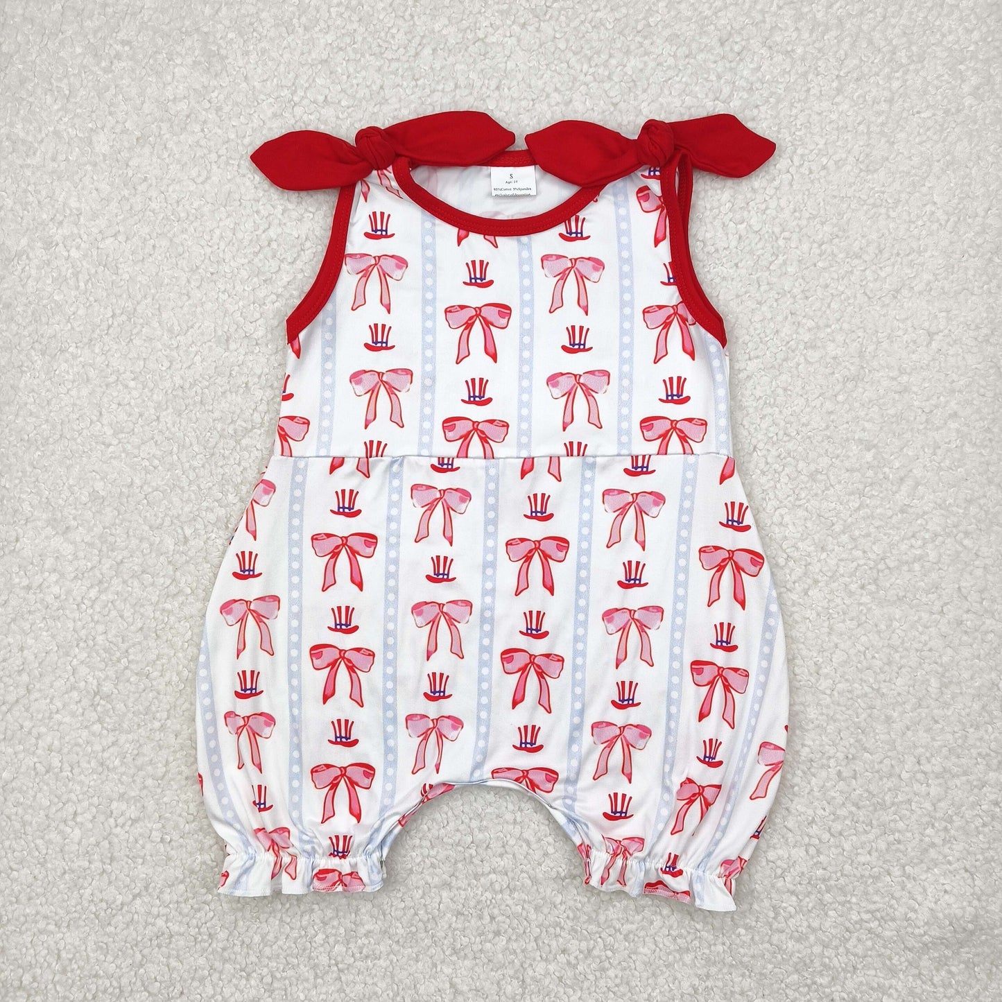 red bows stripe Baby RomperSR2765
