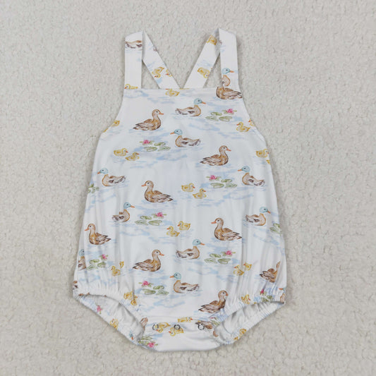 duck print sleeveless Baby Romper