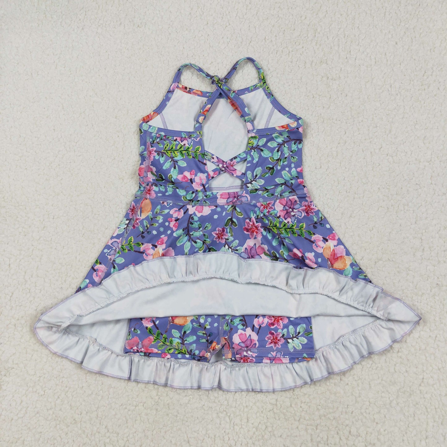 Athletic flowers Girls Blue purple Dress GSD2279