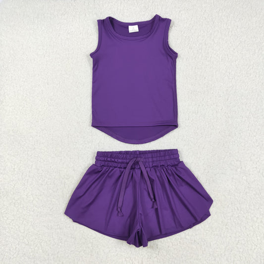 Purple solid Kids yoga Short