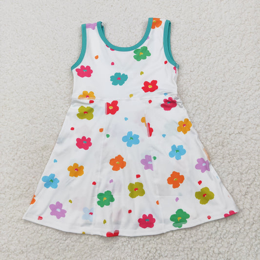 colorful flowers yoga sleeveless print girl dressGSD2346
