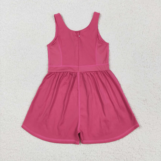 Hot Pink solid Girls Jumpsuit