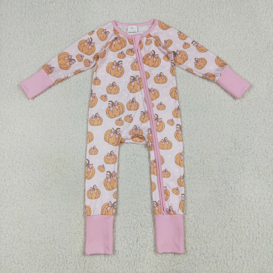 pink pumpkin Print Baby Romper LR2271