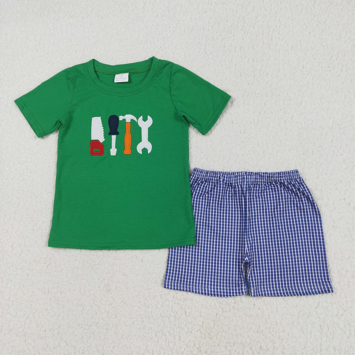 Green tools embroidery boy Set