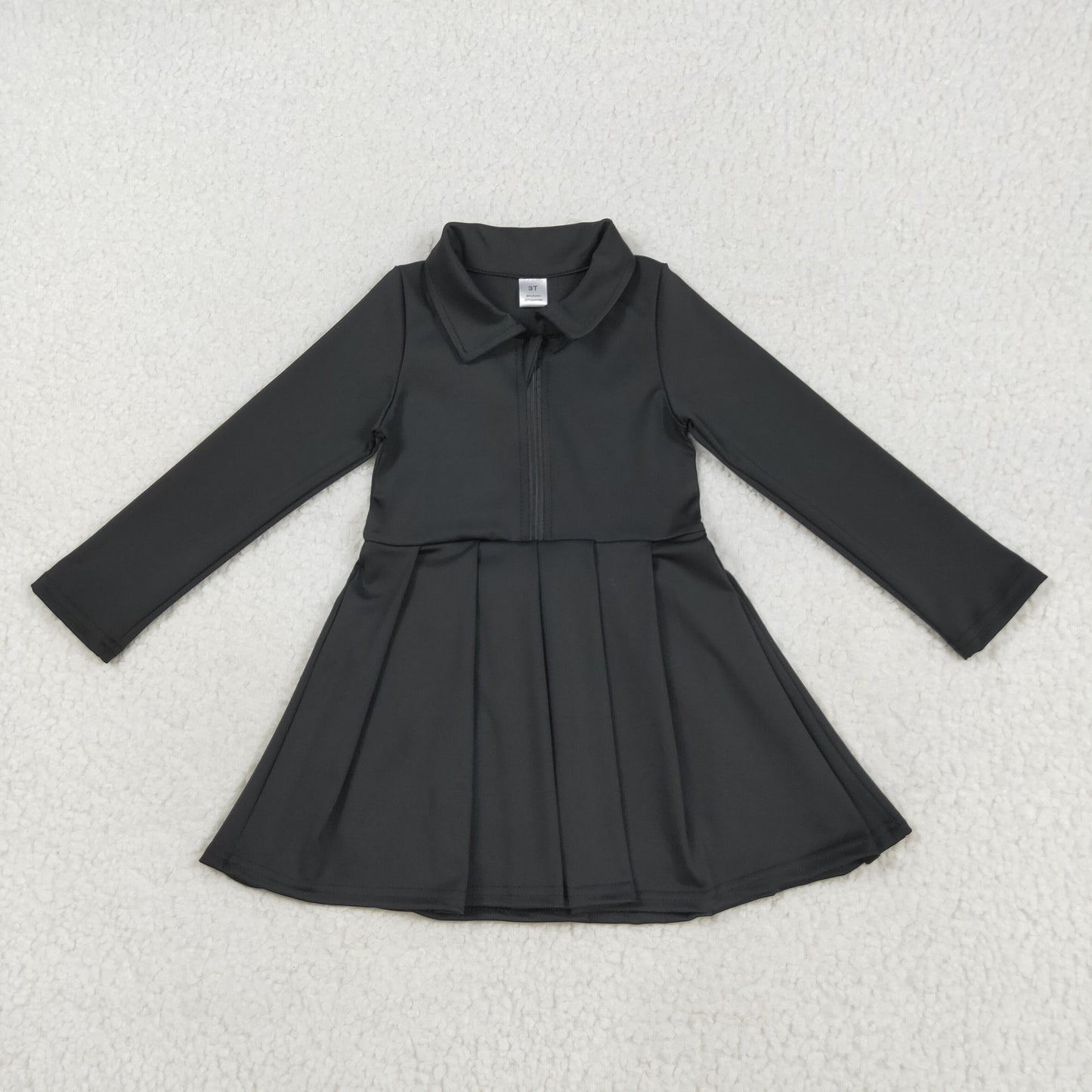 Black solid yoga short sleeve print girl dressGLD1150
