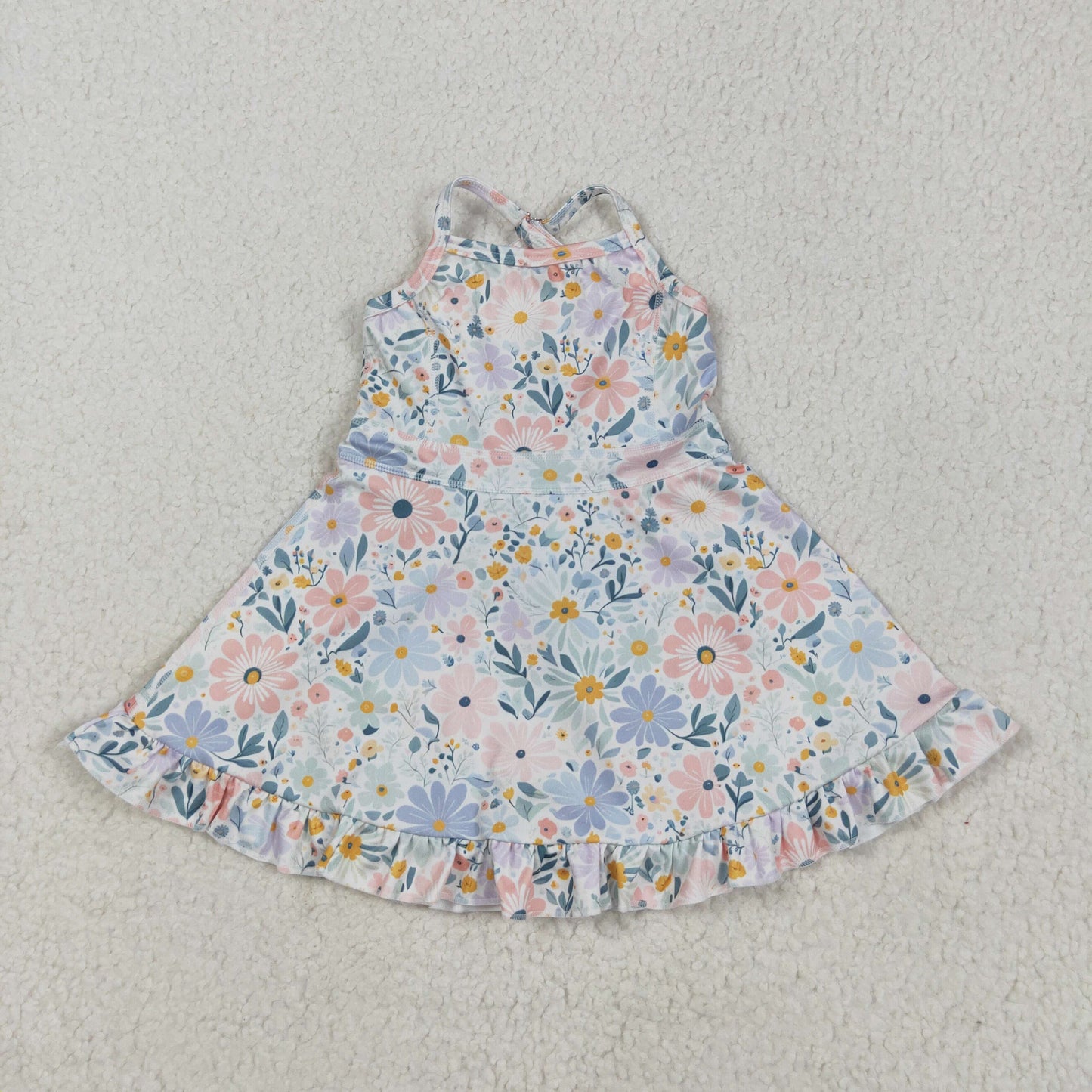 flowers yoga sleeveless Dress print girl set