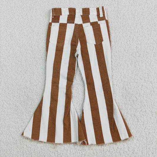 White brown stripe print Girls Jeans