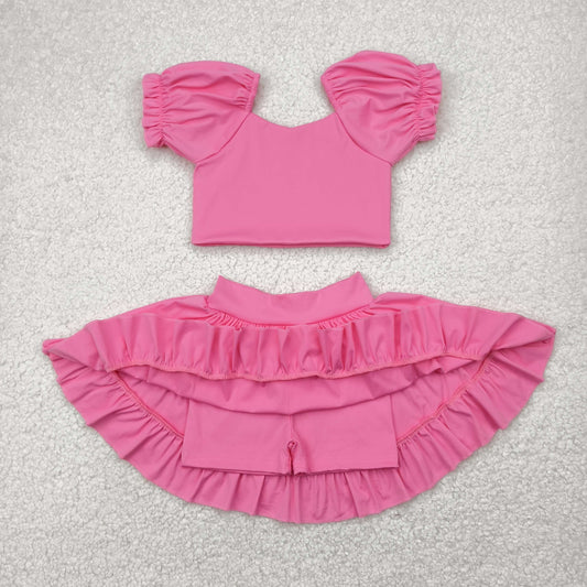Pink yoga sleeveless girl set