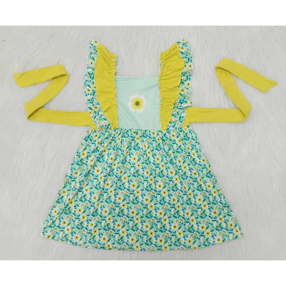 green yellow flowers girls dress