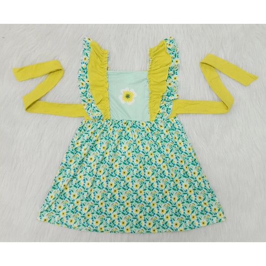 green yellow flowers girls dress