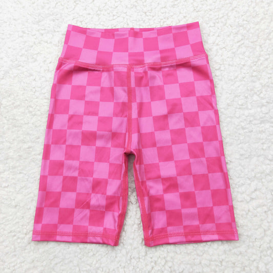 Hot Pink Plaid yoga Kids bike Short SS0538