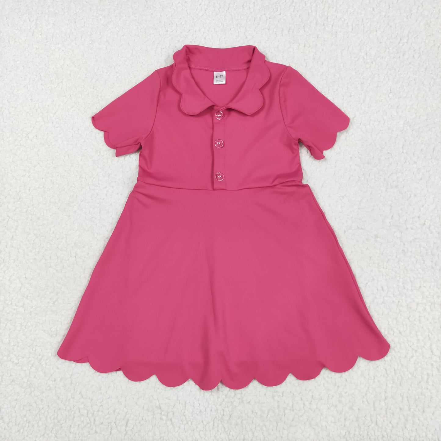 hot pink solid yoga short sleeve print girl dressGSD2474