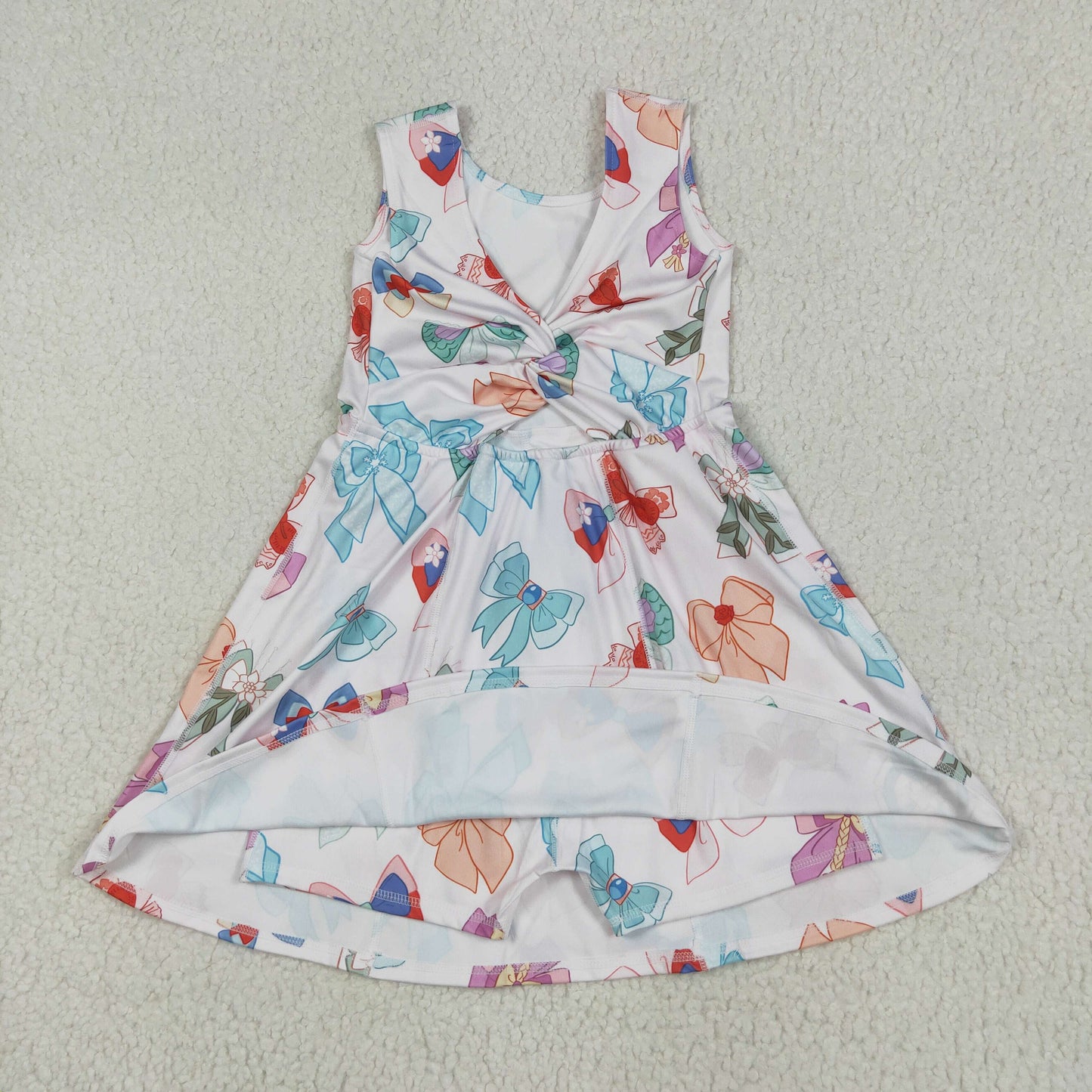 cartoon bows print girl dressGSD2449